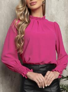 Women Blouses - 玫紅色 - 查看 3