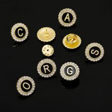 1 Peça Simples & Fashionable Em Forma De Redondo Strass Embutidos 26 Broches Para Homens O Negócio Terno Acessório