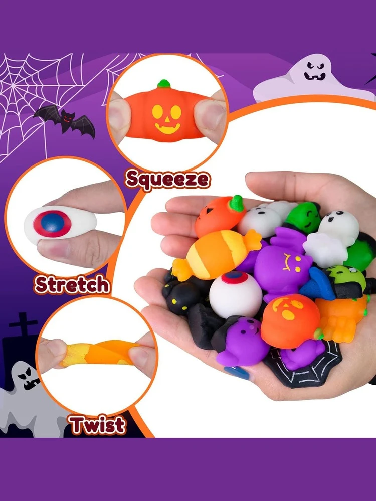 ハロウィン 可愛いフェイス入り もちもちスクイーズトイ 、かぼちゃ