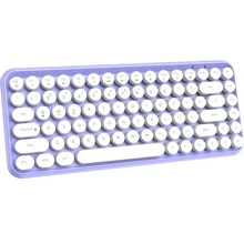 Wireless Bluetooth Keyboard Mini Portable 84-Key Keyboard Compatible With Android, Windows, PC, Tablet-Dark, Perfer For Home And Office Keyboards (Purple-Colorful) - 淡紫色 - 查看 3