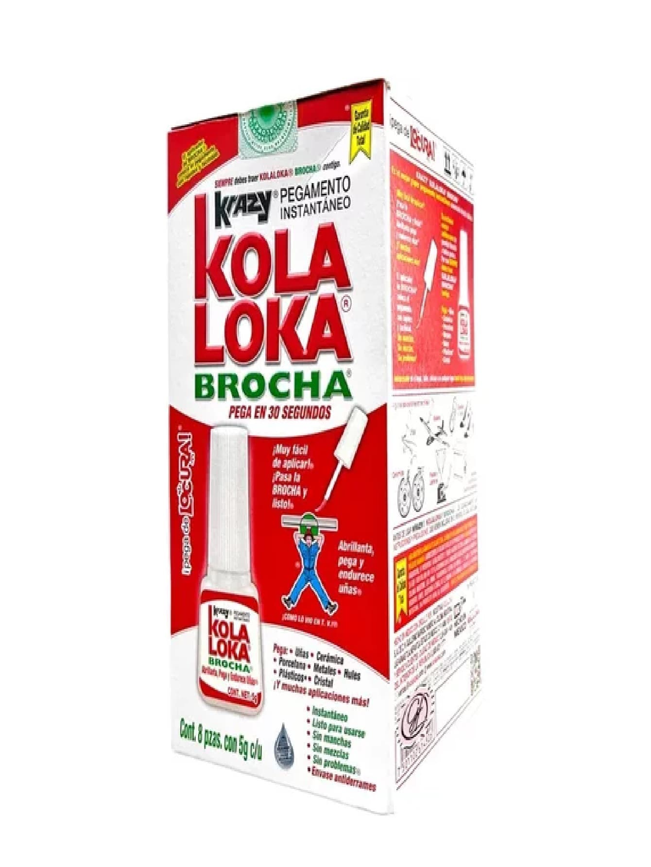 Pegamento líquido transparente instantáneo Kola Loka brocha 5 gr - Caja 8 piezas - Multicolor - Ver 1