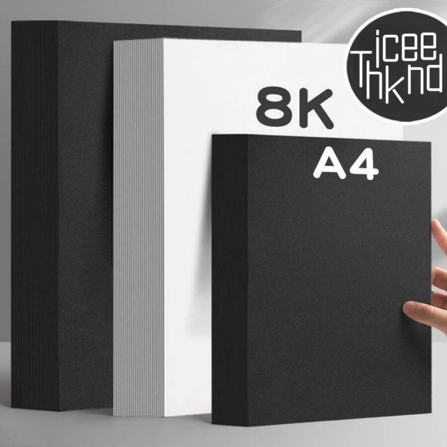50pcs A4/8k Thick Hard Cardboard, 200gsm, Black/white Colored, For Drawing, Sketching, Handicrafts, Folding, Etc. - White - View 1
