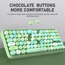 Wireless Bluetooth Keyboard Mini Portable 84-Key Keyboard Compatible With Android, Windows, PC, Tablet-Dark, Perfer For Home And Office Keyboards (Purple-Colorful) - 綠色 - 查看 1