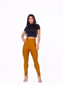 Women Sports Leggings - Mustard Yellow - View 3