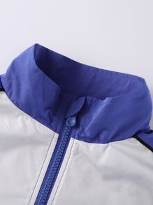 Annil 少女春秋裝休閒對比顏色長袖運動套裝藍色