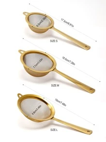 1pc Mini Stainless Steel Skimmer Available In Large, Medium And Small Sizes, Golden Color