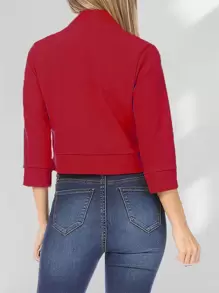 Blazer unicolor con parte delantera abierta - Rojo - Ver 2