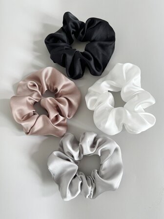 4 piezas de Scrunchies de tela de satén de color Morandi para mujer, adecuados para uso diario como lazos de cabello casuales, sujetadores de coleta