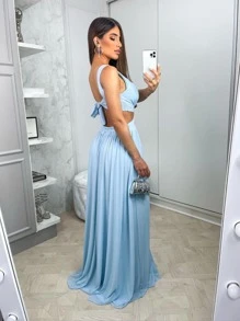 Women Party Dresses - Baby Blue - View 2