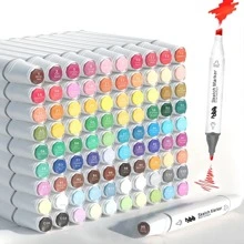 100 Farben Alkohol-basierte Marker, feine & breite Dual-Spitze permanente Künstler-Kunstmarker, Skizziermarker für Erwachsene und Kinder Malbücher, Illustration, Hervorhebung und Unterstreichen, Schulanfang