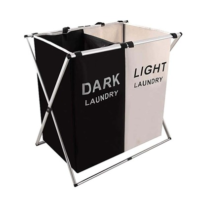 DARK LIGHT COLOR 2 Compartment Upgraded Detachable & Foldable Oxford Cloth Waterproof Laundry Basket, Home Storage Basket For Toys & Clothes Dress Pants Shoes Jeans Boots Skirt Laundry Hamper, Washing Basket Bathroom Organizer, Basket, Storage Basket, Foldable Laundry Basket