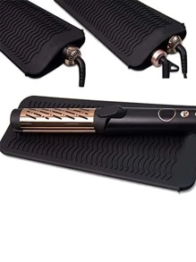 1pc Extra Large Professional Heat Resistant Silicone Mat Pouch For Straighteners, Curling Irons And Flat Irons, Portable Travel Mat And Hair Styling Tool Cover Home Decor,Home Decoration,For Kitchen,Bedroom,Household,Office,School, Back To School Supplies - Black - View 1