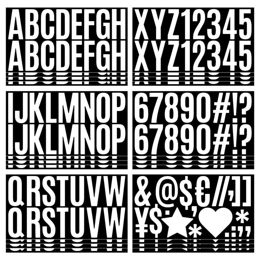 1套6入組黑白英文字母貼紙,適用於自製杯子、午餐盒、名牌,防水 - 白色 - 查看 1