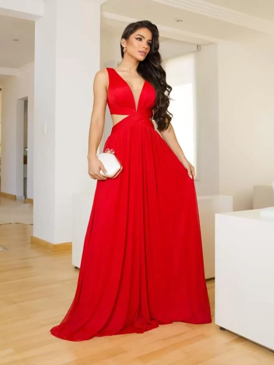 Women Party Dresses - Red - View 1