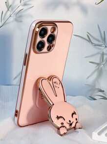 Plain Phone Case With Rabbit Design Stand-Out Phone Grip,International Version, Not The Domestic Version - Pink - View 3