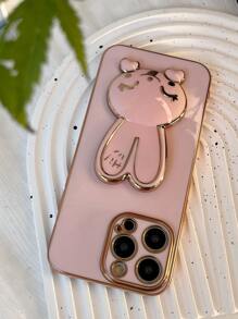 Plain Phone Case With Rabbit Design Stand-Out Phone Grip,International Version, Not The Domestic Version - Pink - View 2