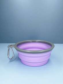 Pet Dog & Cat Foldable Travel Bowl - Color Random Dog Outing Dog Stuff Water Bottle Camping - Purple - View 5