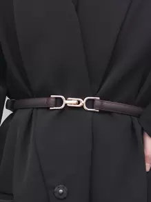 優雅女款單扣可調節裝飾腰帶，可搭配裙子，極簡細腰帶，毛衣腰帶，韓風裝飾腰帶，適合夏季、校園秋季、萬聖節及其他場合 - 棕色 - 查看 3