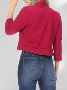 Blazer unicolor con parte delantera abierta - Rojo - Ver 3