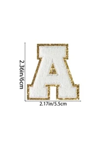 26pcs Letter Graphic Iron-on Patch With Golden Edge