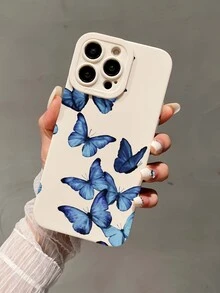 蝴蝶印花圖案手機殼，適用於蘋果手機 - 彩色 - 查看 2