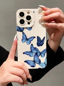 蝴蝶印花圖案手機殼，適用於蘋果手機 - 彩色 - 查看 1