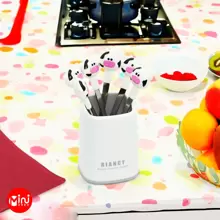 SET OF 6 DESSERT FORKS FOR CHILDREN - Red and White - View 1