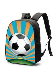 3 件/套男士学生背包套装：13.8 英寸背包、斜挎包、铅笔盒，采用涤纶制成，带衬垫背部和可调节肩带，适合户外旅行、学校（足球图案）书包套装返校学生用书本多功能学校用品书包
