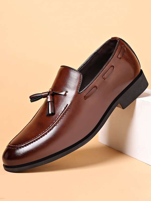 Men's Classic Fringe Tassel British Style Casual Loafers, Slip-On Shoes, Korean Style