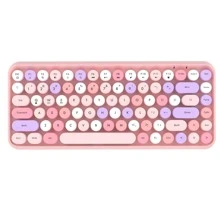 Wireless Bluetooth Keyboard Mini Portable 84-Key Keyboard Compatible With Android, Windows, PC, Tablet-Dark, Perfer For Home And Office Keyboards (Purple-Colorful) - 藕粉色 - 查看 4