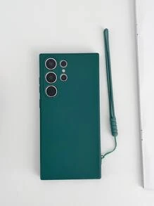 1 Stück grüne, einfarbige Silikonhülle mit Schlüsselband kompatibel mit Samsung und Apple Handys