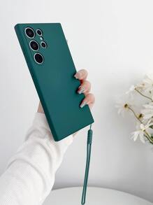 1 Stück grüne, einfarbige Silikonhülle mit Schlüsselband kompatibel mit Samsung und Apple Handys