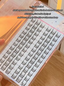 72 根自然長型卡通風格單簇尖頭假睫毛，柔軟細密合成纖維和超柄，易於塗抹，不刺激眼睛，適合日常和工作化妝，可重複使用，便攜式 - 黑色 - 查看 4