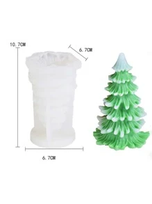 聖誕樹香薰蠟燭模具,聖誕流膠和石膏裝飾矽膠模具 - 白色 - 查看 3