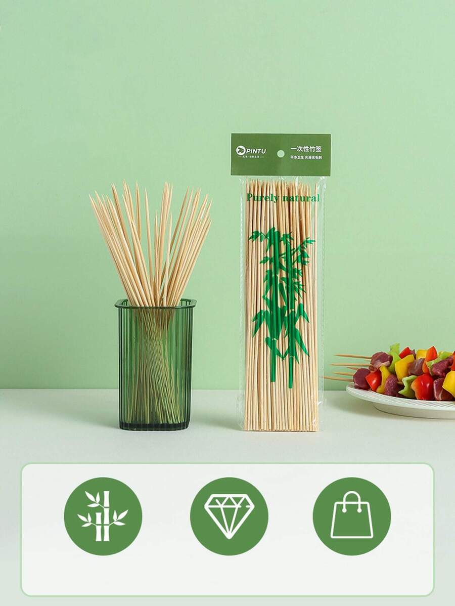50 Piezas Brochetas De Bambú De Madera De 25 Cm/30 Cm, Herramienta De Carne De Bambú Para Barbacoa De Comida, Palillos Largos Desechables Para Parrillas De Catering De Fiestas