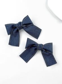 2 pièces/set Épingles à cheveux en denim avec design nœud papillon mode et doux pour femmes, convient pour un port quotidien. Pinces à cheveux mignonnes et