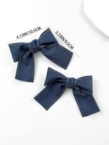 2 pièces/set Épingles à cheveux en denim avec design nœud papillon mode et doux pour femmes, convient pour un port quotidien. Pinces à cheveux mignonnes et