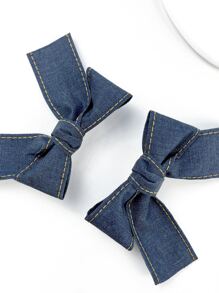 2 pièces/set Épingles à cheveux en denim avec design nœud papillon mode et doux pour femmes, convient pour un port quotidien. Pinces à cheveux mignonnes et