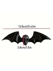 1 件万圣节吸血鬼蝙蝠发夹骷髅与翅膀设计女孩万圣节主题派对角色扮演服装头饰，圣诞节 - 黑色 - 查看 9