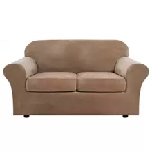 1/2/3 Seat Sofa Cover Stretch Velvet Plush Sofa Cover Slipcover Couch Chair Slipcover Protector Cushion Cover - 駝色 - 查看 3