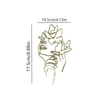 1/3/6pcs Line Art Portrait Cake Toppers, Suitable For Party Cake Decoration - Gold - View 4