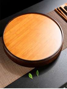 Round Bamboo Tea Tray Walnut Wood Water Storage M Size Tea Set Tray Pu'er Teaboard Home Tea Plate