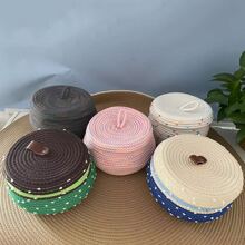 1pc Woven Storage Basket With Lid - Multicolor - View 3