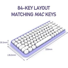 Wireless Bluetooth Keyboard Mini Portable 84-Key Keyboard Compatible With Android, Windows, PC, Tablet-Dark, Perfer For Home And Office Keyboards (Purple-Colorful) - 淡紫色 - 查看 4