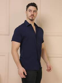 Men Shirts - Màu xanh hải quân - Xem 5