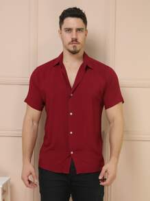 Men Shirts - Burgundy - View 4