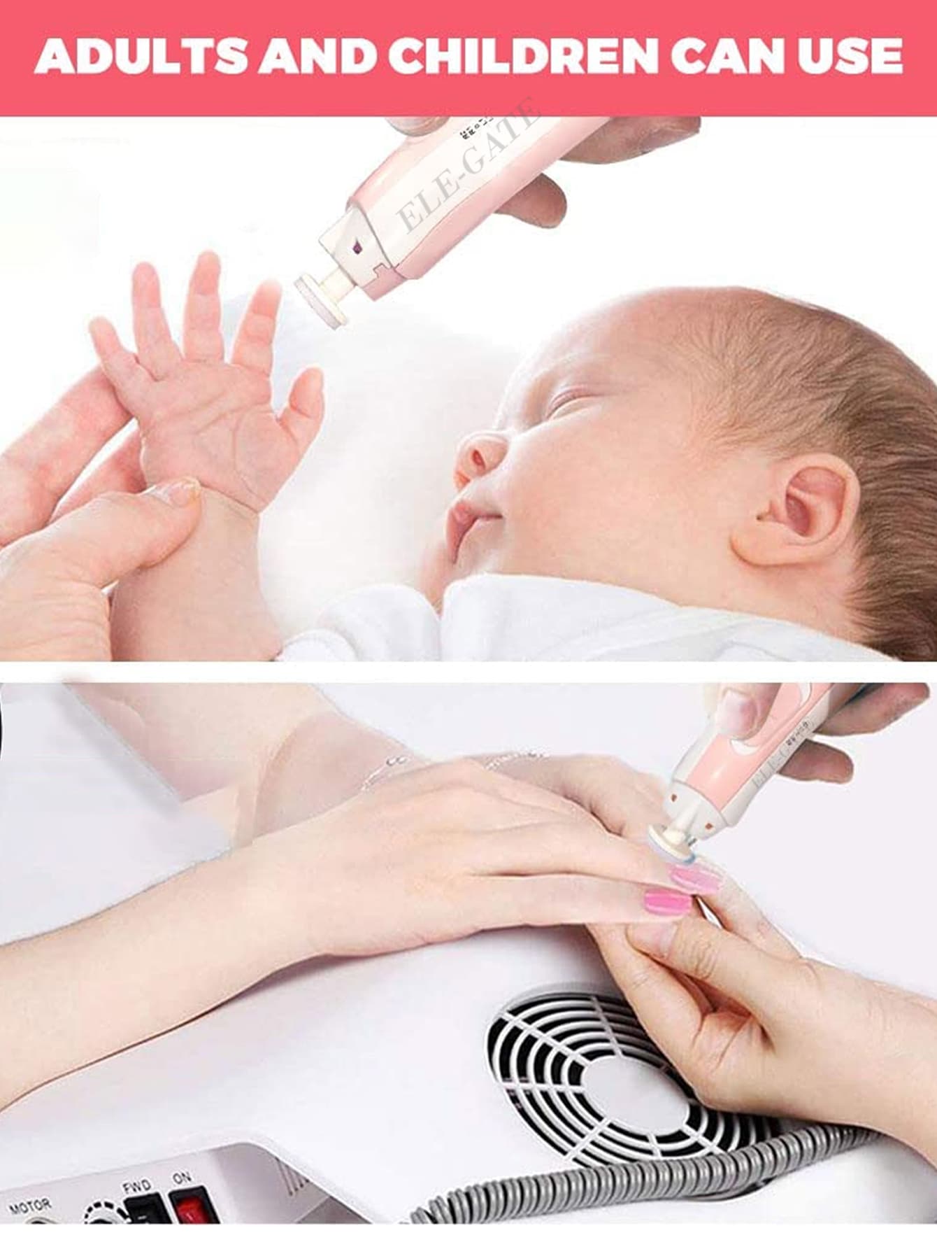 Ele-Gate Electric Baby Nail Clipper 8 In 1 - Blue - View 1