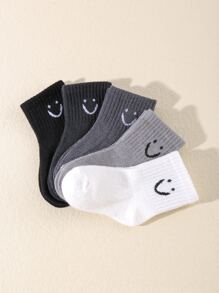 5 Pairs/pack Baby Smile Face Solid Color Socks - Multicolor - View 2
