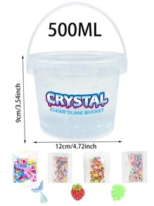 兒童透明史萊姆桶玩具，500 毫升預製大水晶史萊姆包禮品，含 7入組套附加巨型史萊姆套件 - 彩色 - 查看 2