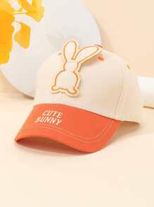 1pc Cartoon Rabbit 3d Decor & Color Block Baseball Cap For Kids, Perfect For Easter And Outdoor Wear - Multicolor - View 1
